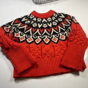 Print Winter Sweater Red